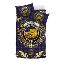 MacIver of Strome Tartan Crest Bedding Set - Golden Thistle Style
