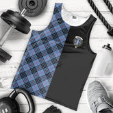 MacKay Blue Tartan Crest Men's Tank Top - Cross Style