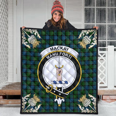 MacKay Modern Tartan Crest Premium Quilt - Gold Thistle Style