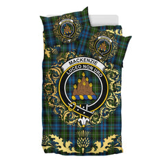 MacKenzie Tartan Crest Bedding Set - Golden Thistle Style