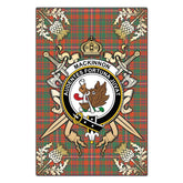 MacKinnon Ancient Tartan Crest Black Garden Flag - Gold Thistle Style
