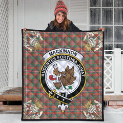 MacKinnon Ancient Tartan Crest Premium Quilt - Gold Thistle Style