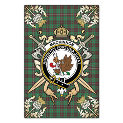 MacKinnon Hunting Ancient Tartan Crest Black Garden Flag - Gold Thistle Style