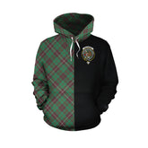 MacKinnon Hunting Ancient Tartan Hoodie Half of Me - Cross Style