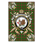 MacKinnon Hunting Modern Tartan Crest Black Garden Flag - Gold Thistle Style
