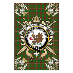 MacKinnon Hunting Modern Tartan Crest Black Garden Flag - Gold Thistle Style