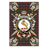 MacKintosh Hunting Modern Tartan Crest Black Garden Flag - Gold Thistle Style