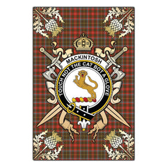 MacKintosh Hunting Weathered Tartan Crest Black Garden Flag - Gold Thistle Style