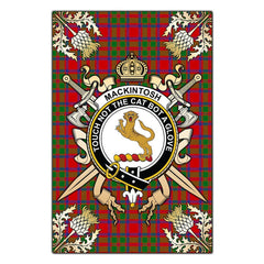 MacKintosh Modern Tartan Crest Black Garden Flag - Gold Thistle Style