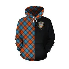 MacLachlan Ancient Tartan Hoodie Half of Me - Cross Style