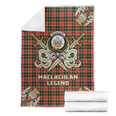MacLachlan Hunting Modern Tartan Gold Courage Symbol Blanket