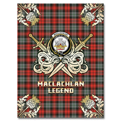 MacLachlan Weathered Tartan Gold Courage Symbol Blanket