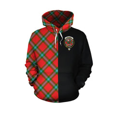 MacLaine of Loch Buie Tartan Hoodie Half of Me - Cross Style