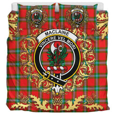 MacLaine of Loch Buie Tartan Crest Bedding Set - Golden Thistle Style