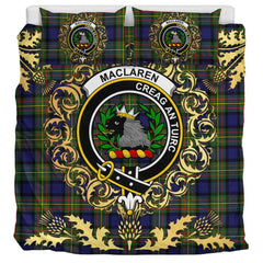 MacLaren Modern Tartan Crest Bedding Set - Golden Thistle Style