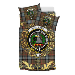 MacLaren Weathered Tartan Crest Bedding Set - Golden Thistle Style