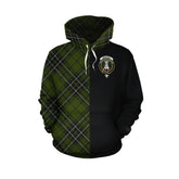 MacLean Hunting Tartan Hoodie Half of Me - Cross Style
