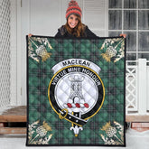 MacLean Hunting Ancient Tartan Crest Premium Quilt - Gold Thistle Style