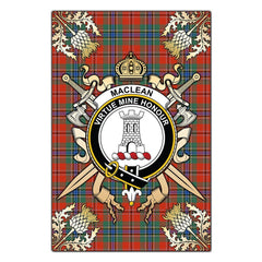 MacLean of Duart Ancient Tartan Crest Black Garden Flag - Gold Thistle Style