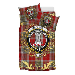 MacLean of Duart Dress Red Tartan Crest Bedding Set - Golden Thistle Style