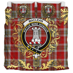 MacLean of Duart Dress Red Tartan Crest Bedding Set - Golden Thistle Style