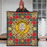 MacLean of Duart Modern Tartan Crest Premium Quilt - Gold Thistle Style