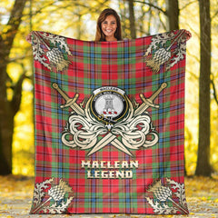 MacLean of Duart Modern Tartan Gold Courage Symbol Blanket