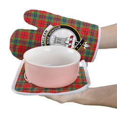 MacLean Of Duart Modern Tartan Crest Oven Mitt And Pot Holder (2 Oven Mitts + 1 Pot Holder)