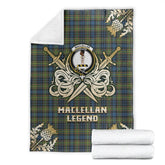 MacLellan Ancient Tartan Gold Courage Symbol Blanket