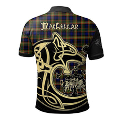 MacLellan Modern Tartan Polo Shirt Viking Wolf