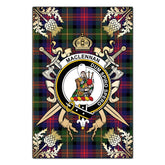 MacLennan Tartan Crest Black Garden Flag - Gold Thistle Style