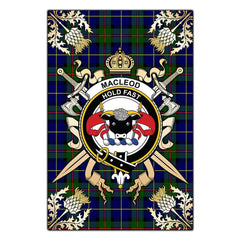 MacLeod of Harris Modern Tartan Crest Black Garden Flag - Gold Thistle Style