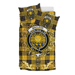 MacLeod of Lewis Ancient Tartan Crest Bedding Set - Golden Thistle Style
