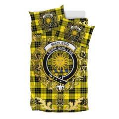 MacLeod of Lewis Modern Tartan Crest Bedding Set - Golden Thistle Style