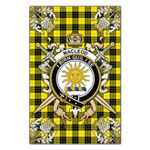 MacLeod of Lewis Modern Tartan Crest Black Garden Flag - Gold Thistle Style