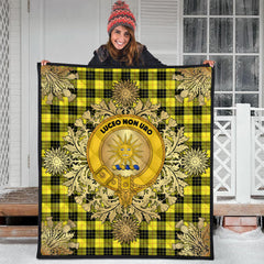 MacLeod of Lewis Modern Tartan Crest Premium Quilt - Gold Thistle Style
