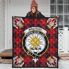 MacLeod of Raasay Tartan Crest Premium Quilt - Gold Thistle Style