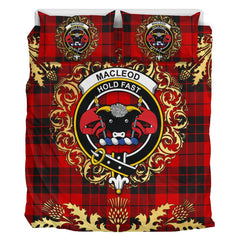 MacLeod of Raasay Tartan Crest Bedding Set - Golden Thistle Style