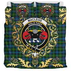 MacLeod of Skye or Johnston Tartan Crest Bedding Set - Golden Thistle Style