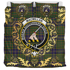 MacMillan Hunting Modern Tartan Crest Bedding Set - Golden Thistle Style