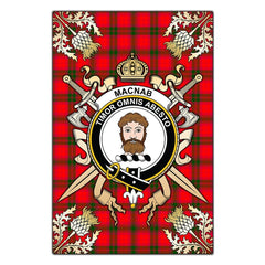 MacNab Modern Tartan Crest Black Garden Flag - Gold Thistle Style