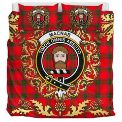MacNab Modern Tartan Crest Bedding Set - Golden Thistle Style