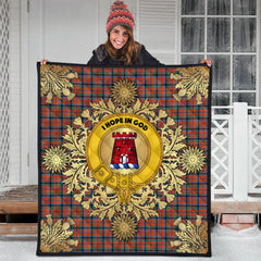 MacNaughton Ancient Tartan Crest Premium Quilt - Gold Thistle Style