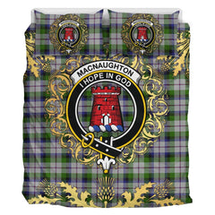 MacNaughton Dress Tartan Crest Bedding Set - Golden Thistle Style
