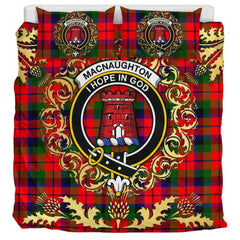 MacNaughton Modern Tartan Crest Bedding Set - Golden Thistle Style