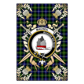 MacNeil of Barra Modern Tartan Crest Black Garden Flag - Gold Thistle Style