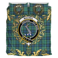 MacNeil of Colonsay Ancient Tartan Crest Bedding Set - Golden Thistle Style