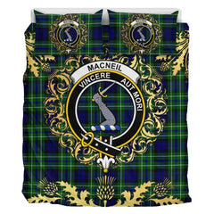 MacNeil of Colonsay Modern Tartan Crest Bedding Set - Golden Thistle Style