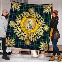 MacNeil Of Colonsay Modern Tartan Crest Premium Quilt - Gold Thistle Style