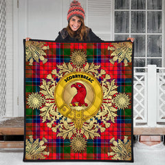MacNicol (of Scorrybreac) Tartan Crest Premium Quilt - Gold Thistle Style